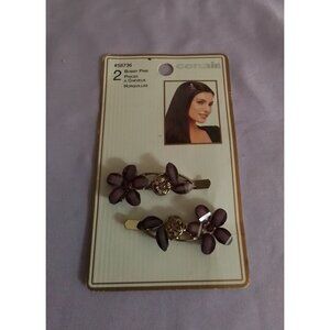 Conair Bobby Pins With Purple Flower Design - 2 Piece Set 58736